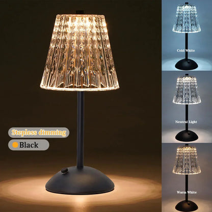 Rechargeable Crystal LED Lamp: Touch Sensor Dimming Night Light