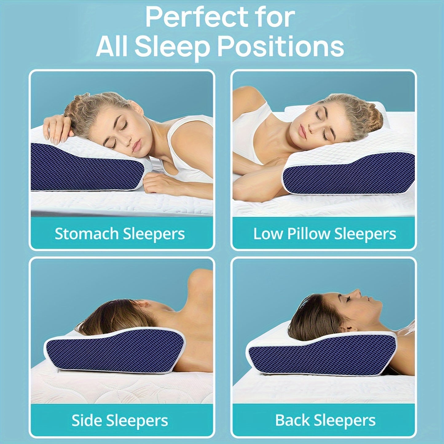 Neck Support Memory Foam Pillow - Sleep Better on Side & Back