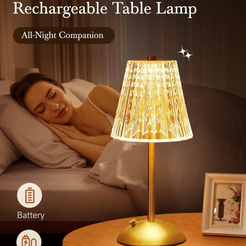 Rechargeable Crystal LED Lamp: Touch Sensor Dimming Night Light