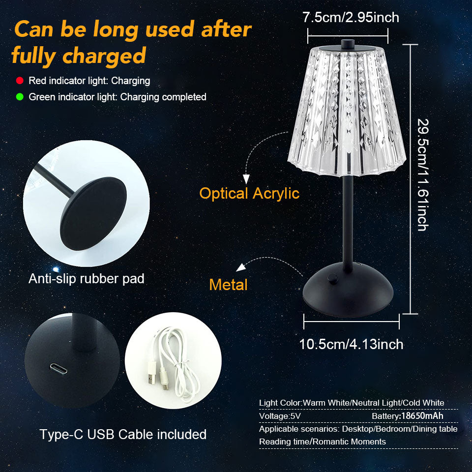 LED Table Lamp Touch Sensor Dimming USB Rechargeable