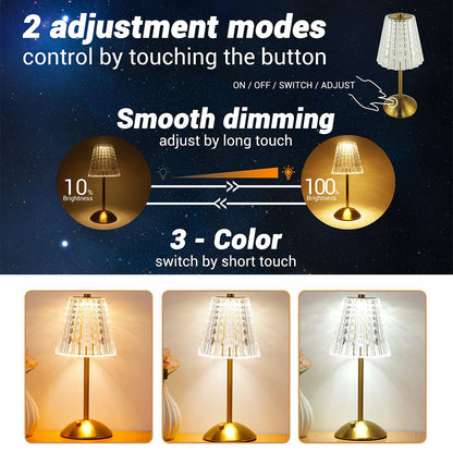 LED Table Lamp Touch Sensor Dimming USB Rechargeable