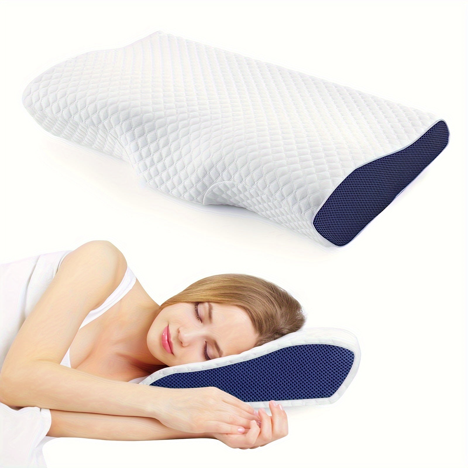 Neck Support Memory Foam Pillow - Sleep Better on Side & Back