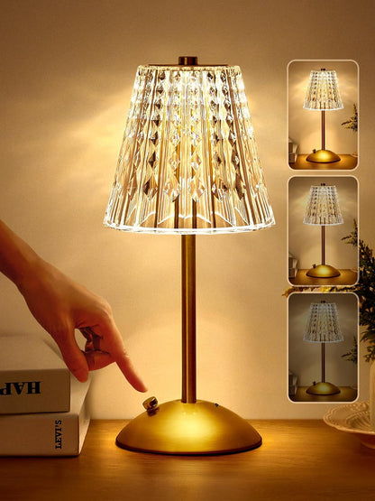 Rechargeable Crystal LED Lamp: Touch Sensor Dimming Night Light