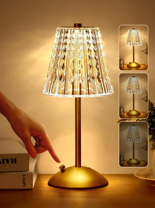 Rechargeable Crystal LED Lamp: Touch Sensor Dimming Night Light