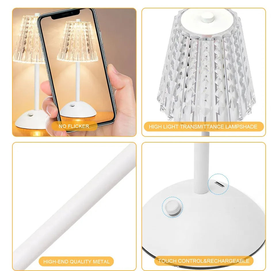 Rechargeable Crystal LED Lamp: Touch Sensor Dimming Night Light