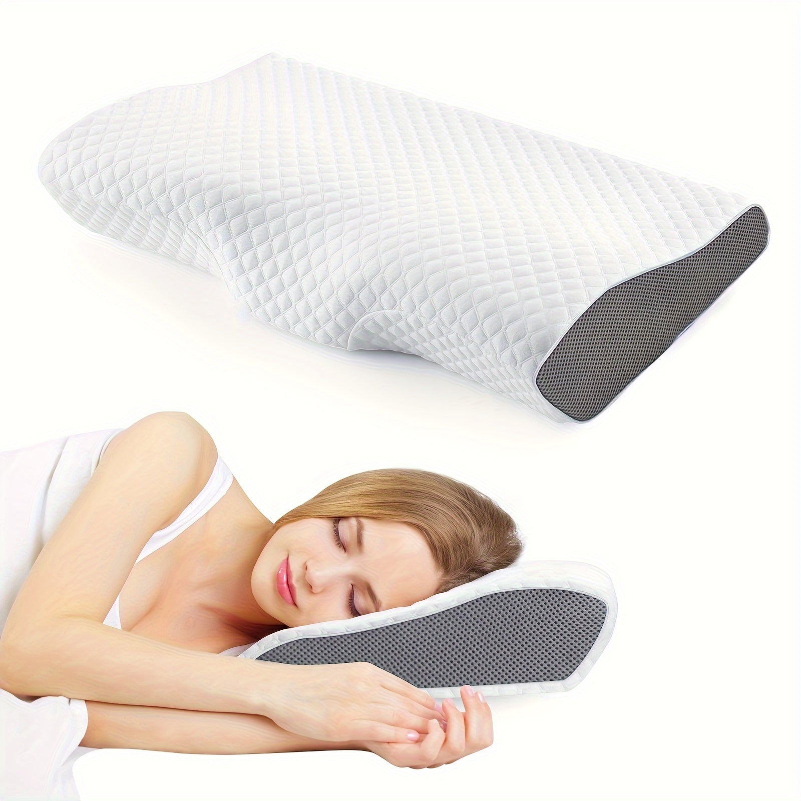 Neck Support Memory Foam Pillow - Sleep Better on Side & Back