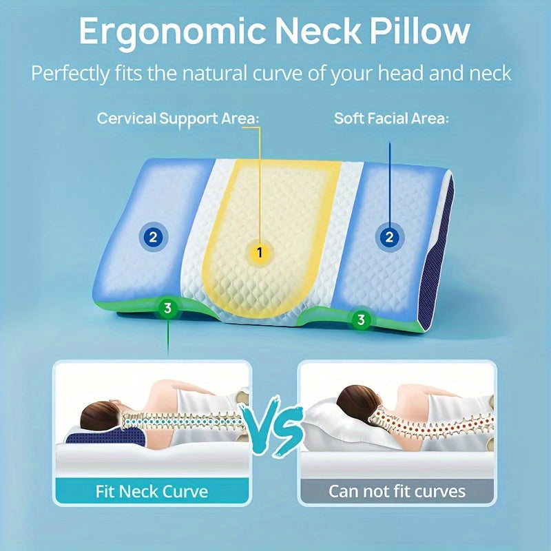 Neck Support Memory Foam Pillow - Sleep Better on Side & Back
